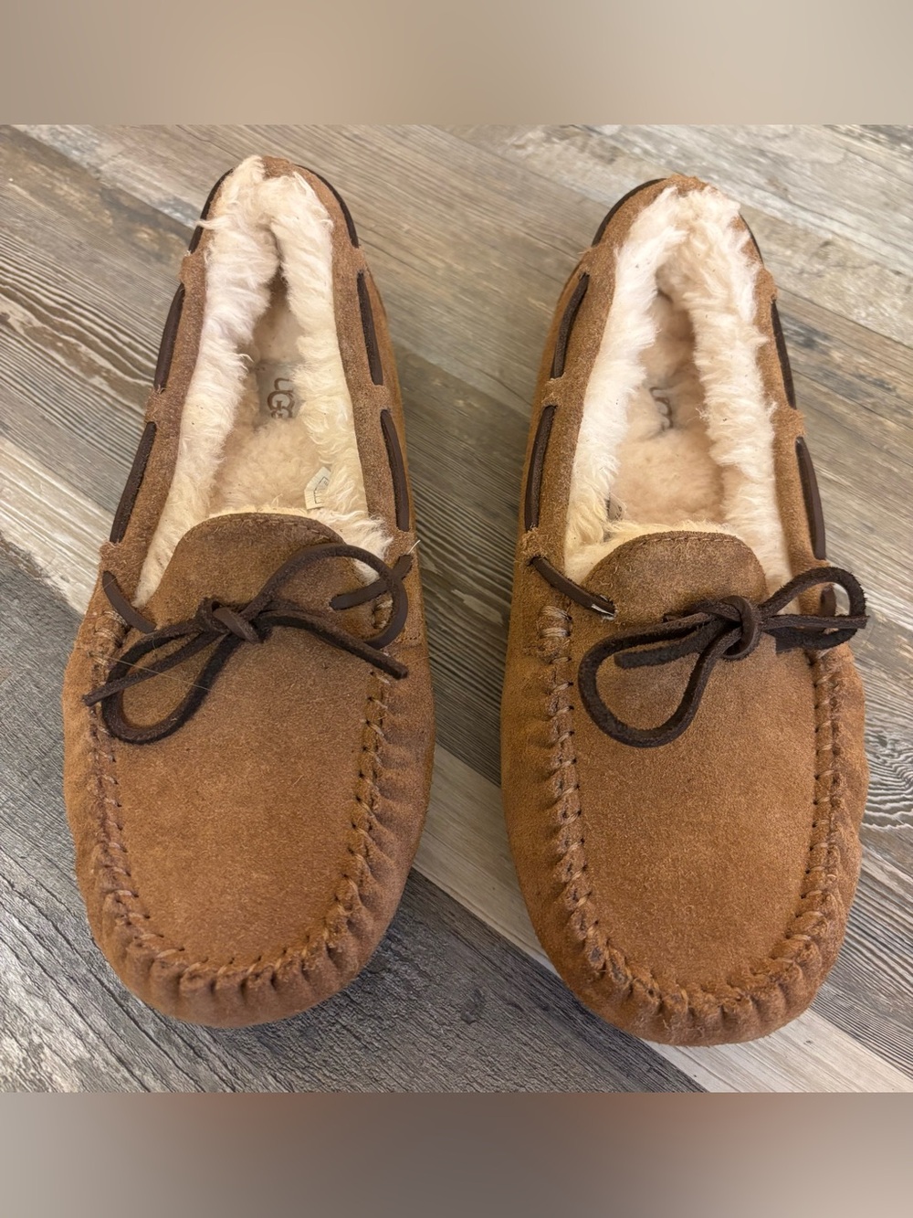 UGG Chestnut Suede Moccasin Slippers | Junior Size 4 - Picture 4 of 6